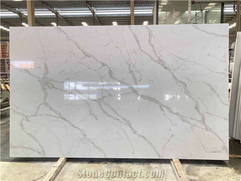 Classic Artificial Calacatta Gold Quartz Surfaces Slabs
