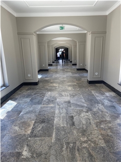 Titanium-Silver Travertine Tiles