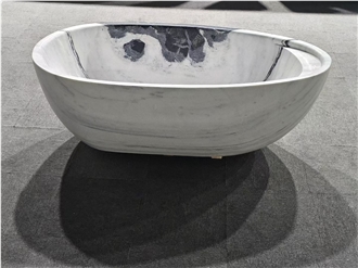 Panda White Marble Bathtub