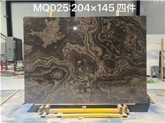 Cross Cut Obama Wood Vein Tobacco Brown Marble Slabs