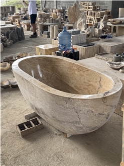 Free Standing Travertine Bathtub