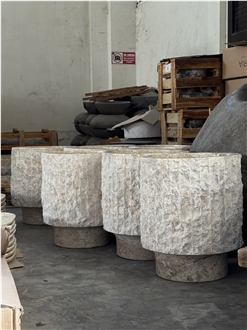 Marble Stripe Carved Planter Pots
