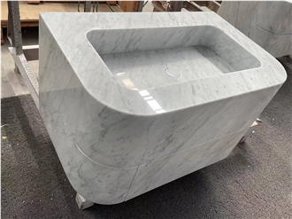 Carrara White Marble Washing Sink Unit