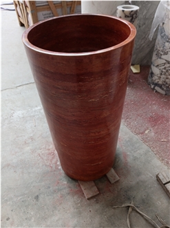 Red Travertine Pedestal Basins
