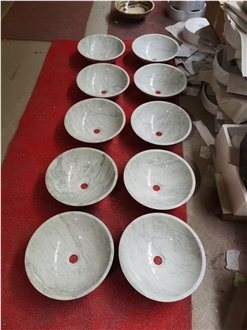 Bianco Carrara Marble Round Wash Basins