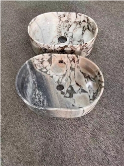 China Calacatta Viola Marble Oval Design Wash Basins