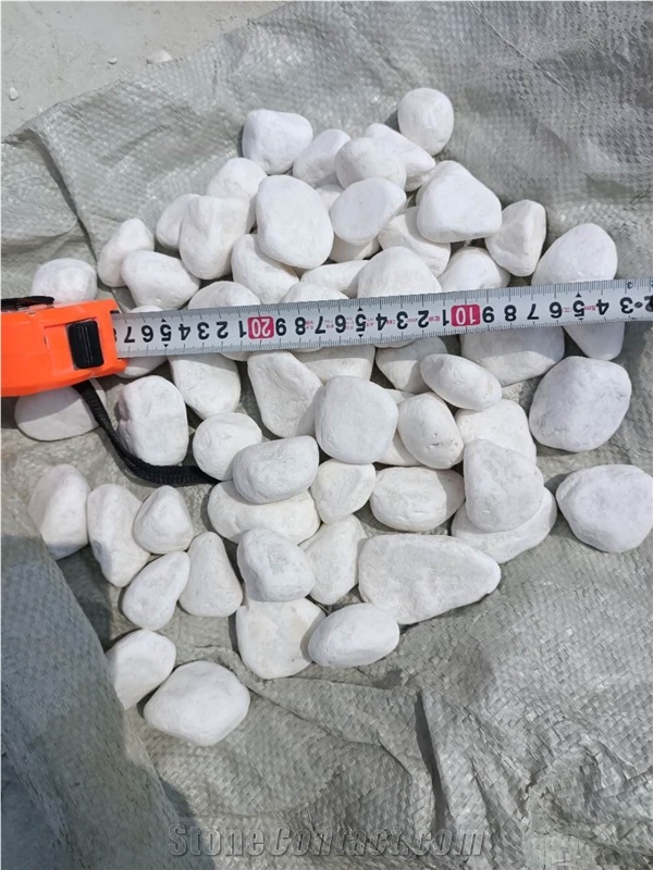 Snow White Pebbles Decorative Ball Milled Garden Decoration White Pebble Stone