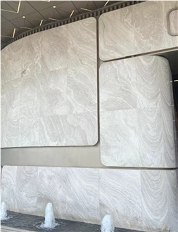 White Wood Marble Curved Wall Panels