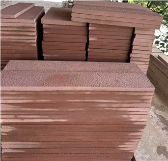 Bush Hammered Red Sandstone Tiles
