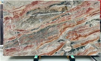 Arabescato Orobico Rosso Marble Slabs For Decoration
