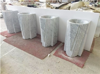 Factory Price White Marble Pedestal Wash Basins