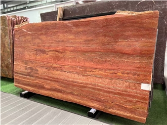 Iran Red Travertine Slabs For Interior Home Design