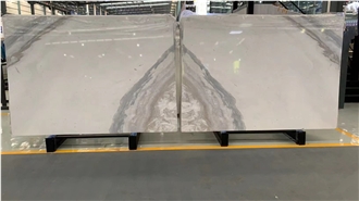 Polished Snow Cloud White Marble Slabs