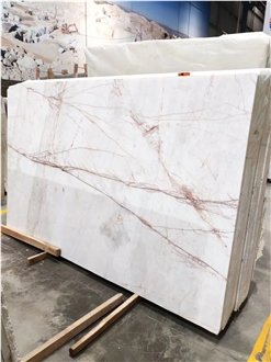 Red Line White Jade Marble Slabs