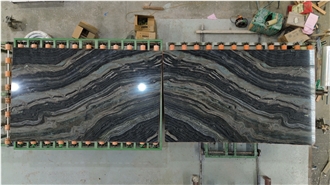 Golden Black Forest Ancient Wood Black Marble Slabs