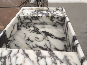 Calacatta Viola Marble Pedestal Basin