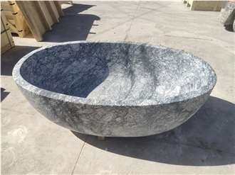 Wave-Patterned Grey Marble  Bathtubs
