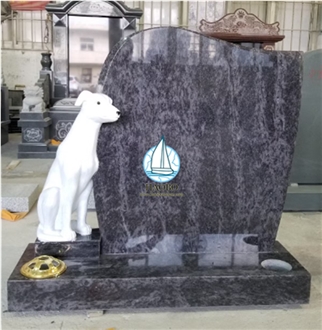 Bahama Blue Granite Carved Dog Pet Gravestones