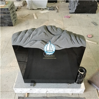 Black Granite Mountain Carved Top Single Monuments