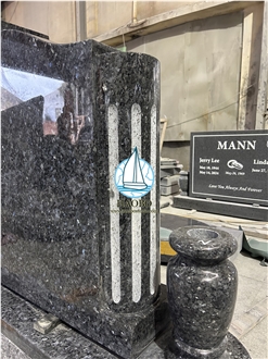 Blue Pearl Granite Double Monuments  With Base