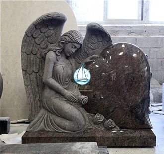 Paradiso Granite Weeping Sitting Angel Single Monuments