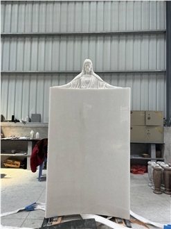 Pure White Marble CNC Jesus Carved Sculpture