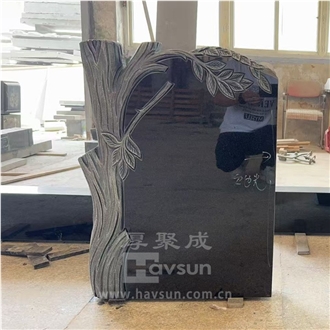 Black Granite Carved Tree Branch Monument