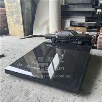 Black Granite Customized Car Memorial Monument