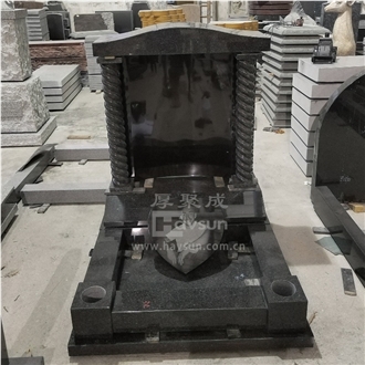 European Style Granite Tombstone With Column Headstone