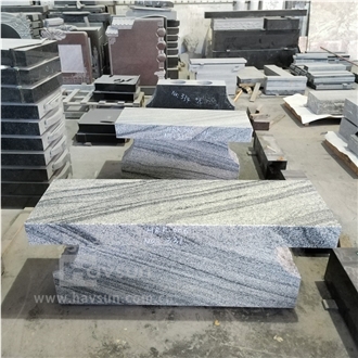 White Granite Memorial Cemetery Bench