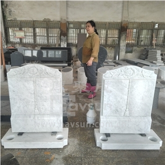 White Marble Open Book Bible With Carved Rose Headstones