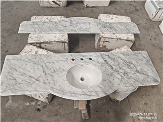 Carrara White Marble Hotel Vanity Countertop Premium Bath Top