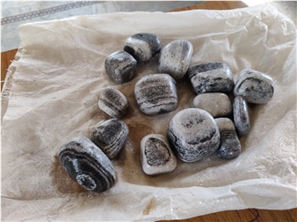 Zebra Black Marble Pebble Stone