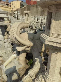 G603 Carved Elephant Sculpture Garden Ornament