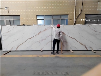 Customized 7001 Calacatta Gold PD Printed Quartz Slabs