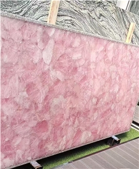 Pink Crystal Semiprecious Stone Slabs