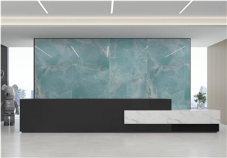 YUANDA Sintered Stone Tiles Cloud Brocade Blue Jade Design
