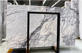 Natural Mugla Lilac Marble Slabs White Stone