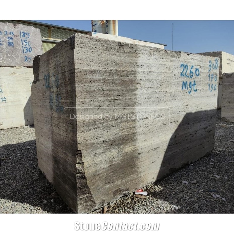 Hesar Black/Silver Travertine Blocks