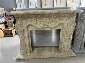 Marble Indoor Fireplace Mantel