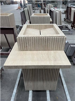 Turkey Beige Travertine Integrated Wash Basin