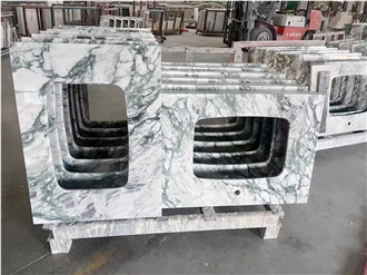 Blue-And-White Marble Vanity Tops