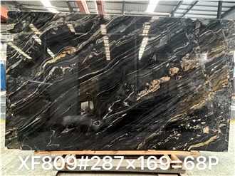 Italy Black Marble With Gold Vein Marble Slabs
