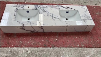 Milas Lilac Marble Bathroom Double Sink Vanity Tops