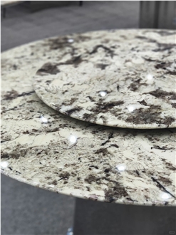 Round Shape Splendor White Granite Table Top