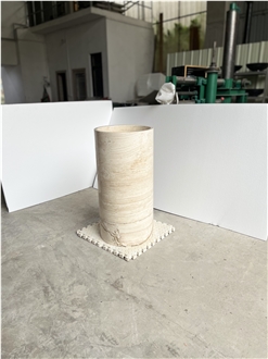 Super White Travertine Pedestal Wash Basin