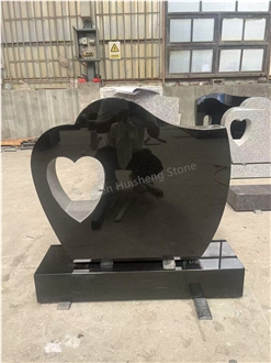 Black Granite Headstone With Lantern Hole