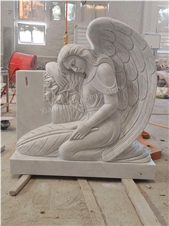 Carrara Marble Angel Engraved Headstone