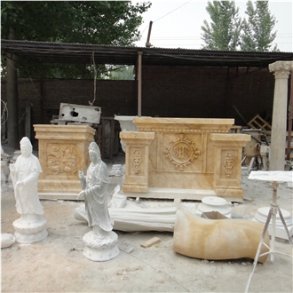 Wholesale Beige Travertine Altar Table For Church Project