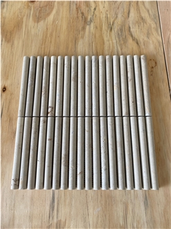 Jura Beige Limestone 3D Mosaic Flute Pattern